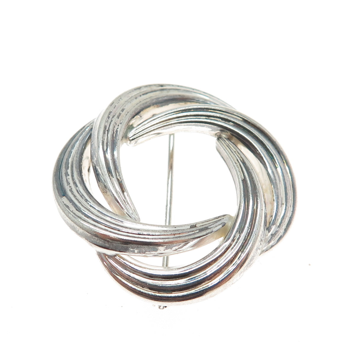 800 Silver Antique Art Deco Celtic Knot Oxidized Pin Brooch