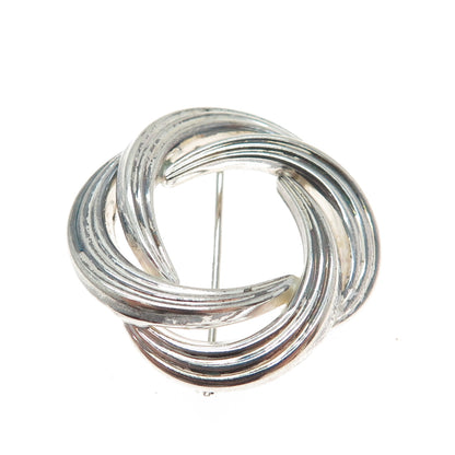 800 Silver Antique Art Deco Celtic Knot Oxidized Pin Brooch