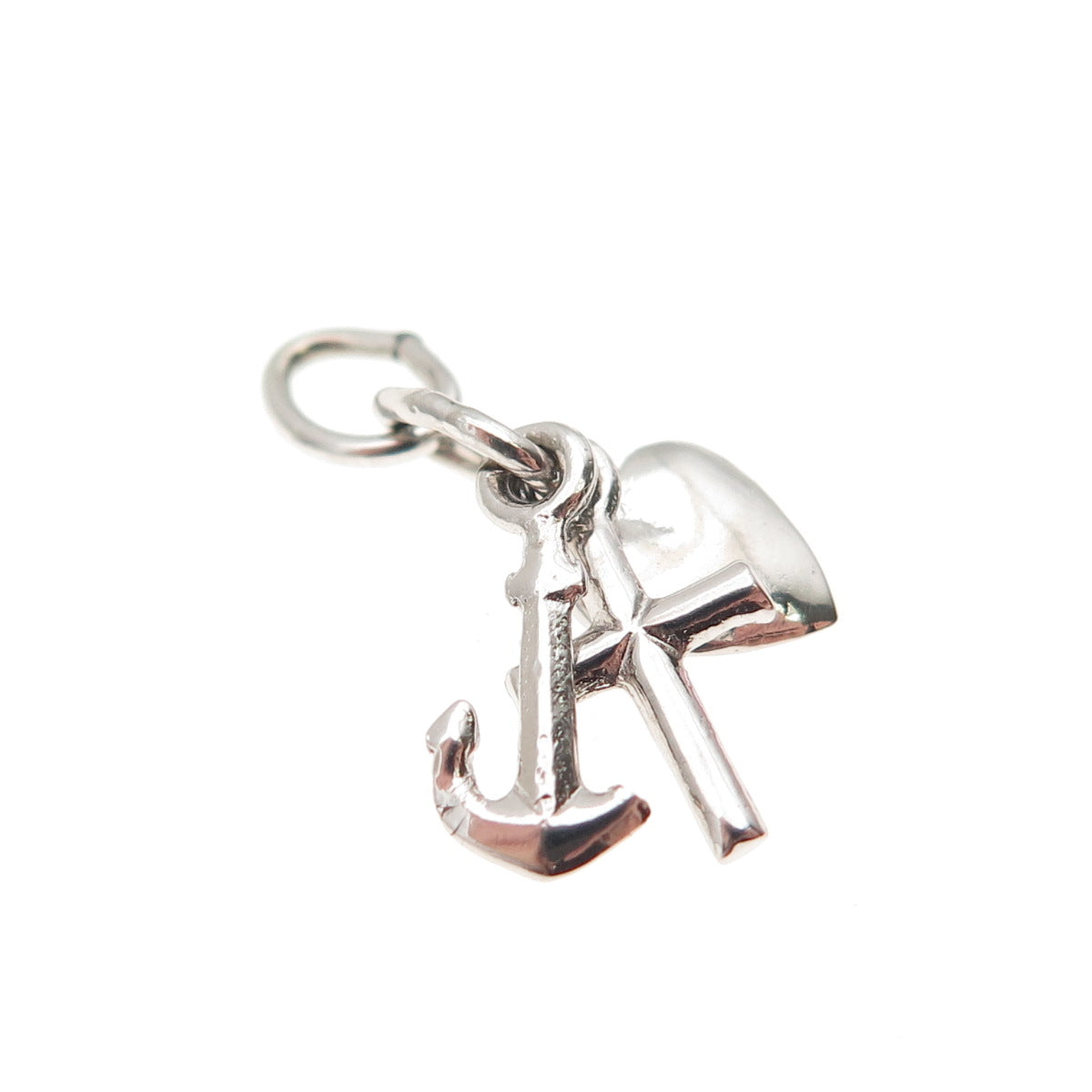 925 Sterling Silver Vintage Heart Cross Anchor Mini Charm Pendant