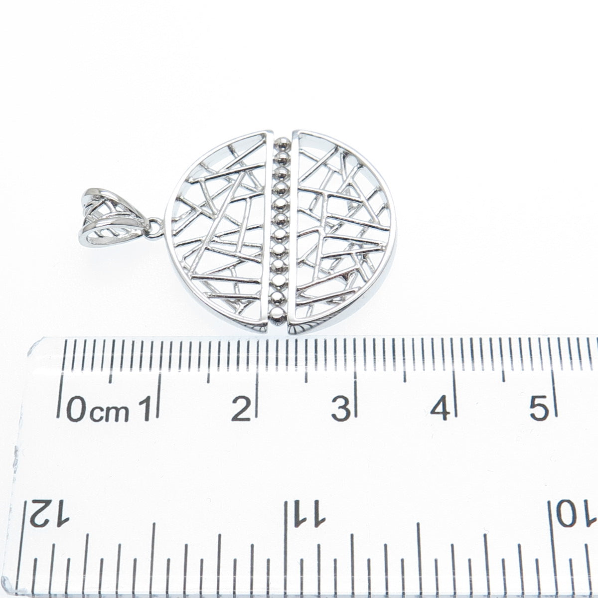 925 Sterling Silver Modernist Beaded Charm Pendant