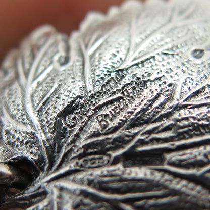 Gianmaria Buccellati 925 Sterling Silver Vintage Grape Leaf Oxidized Pendant