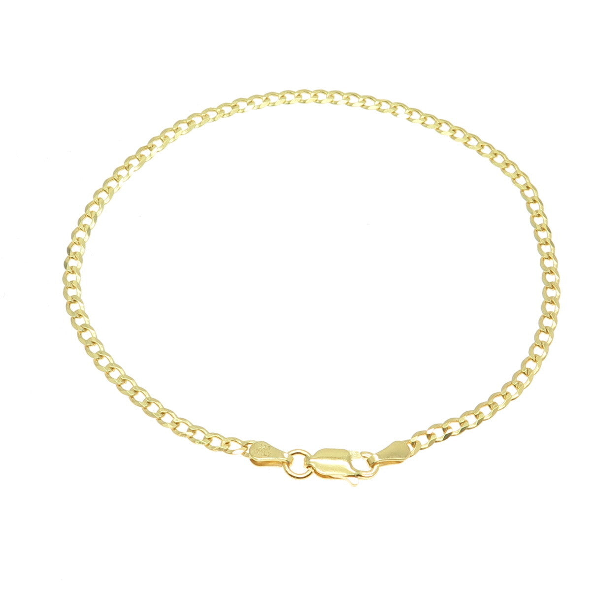 P. LUX 925 Sterling Silver Gold Plated Italy Curb Link Bracelet 8.25"