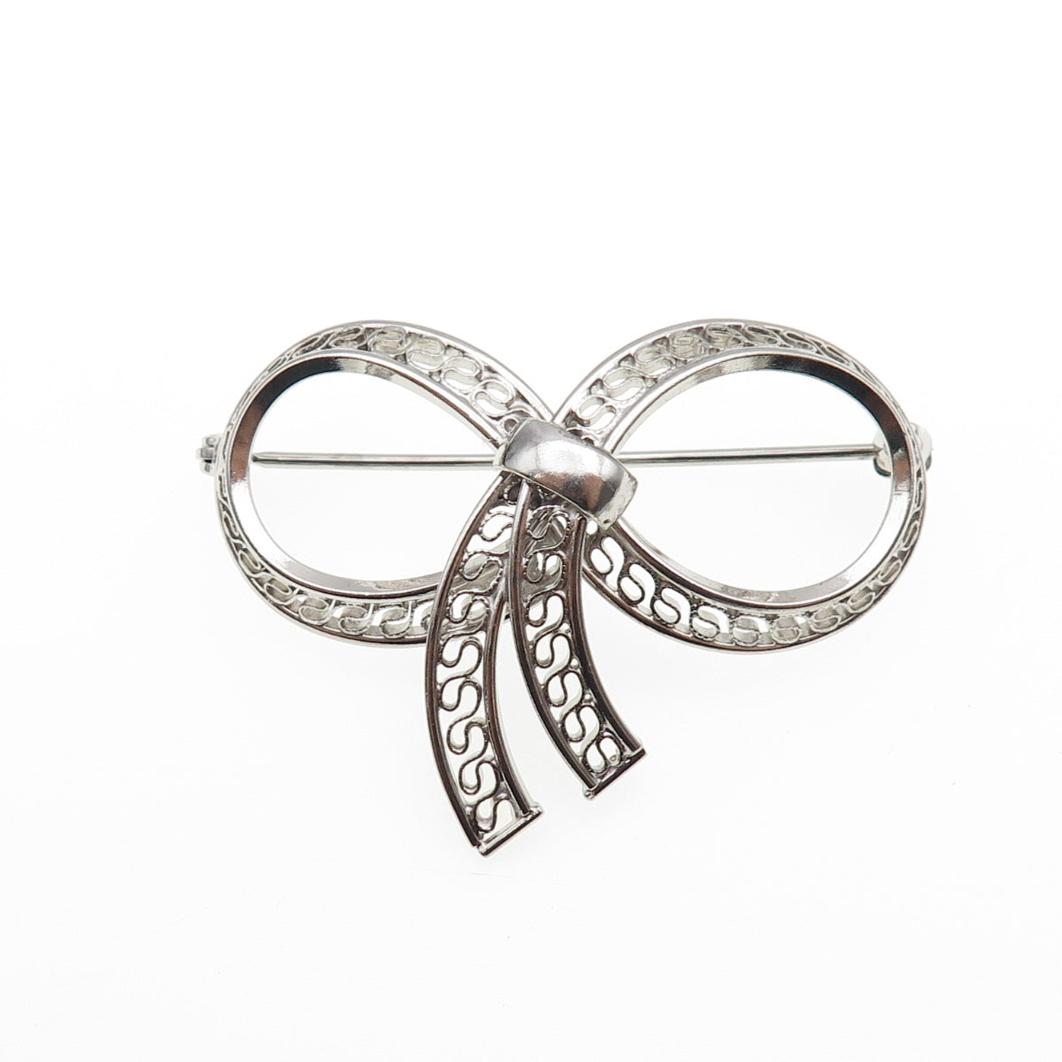Binder Brothers 925 Sterling Silver Vintage Filigree Box Oxidized Pin Brooch