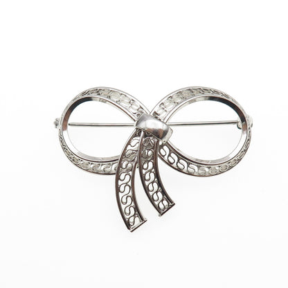 Binder Brothers 925 Sterling Silver Vintage Filigree Box Oxidized Pin Brooch