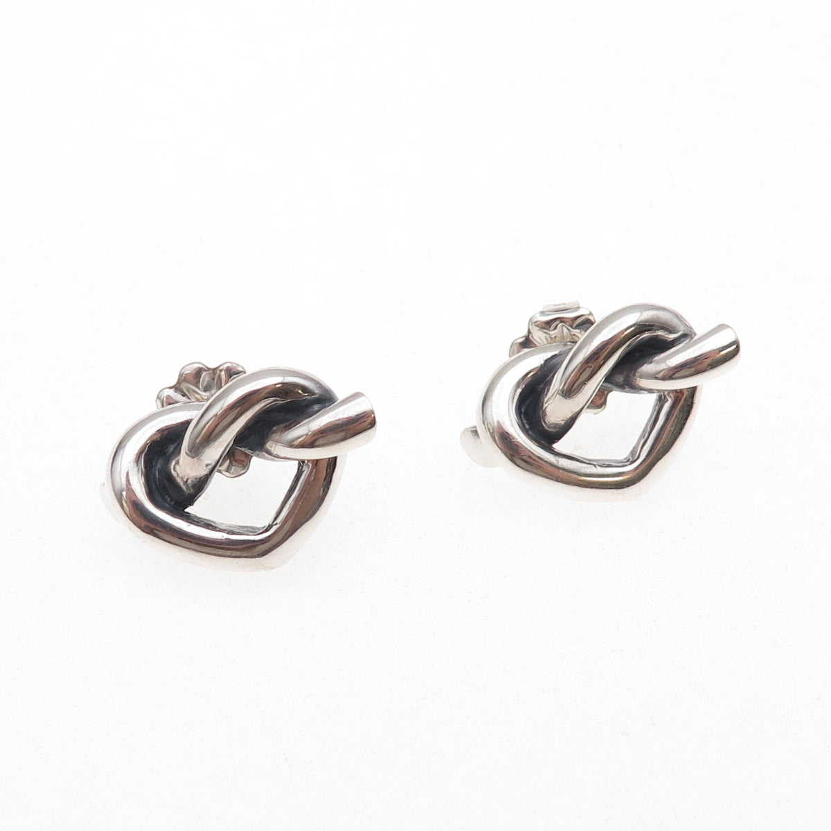 Metropolitan Museum of Art Sterling 14K Gold Posts Vintage Heart Knot Earrings