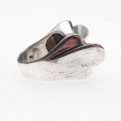 925 Sterling Silver Vintage Italy Modernist Box Oxidized Ring Size 7.75