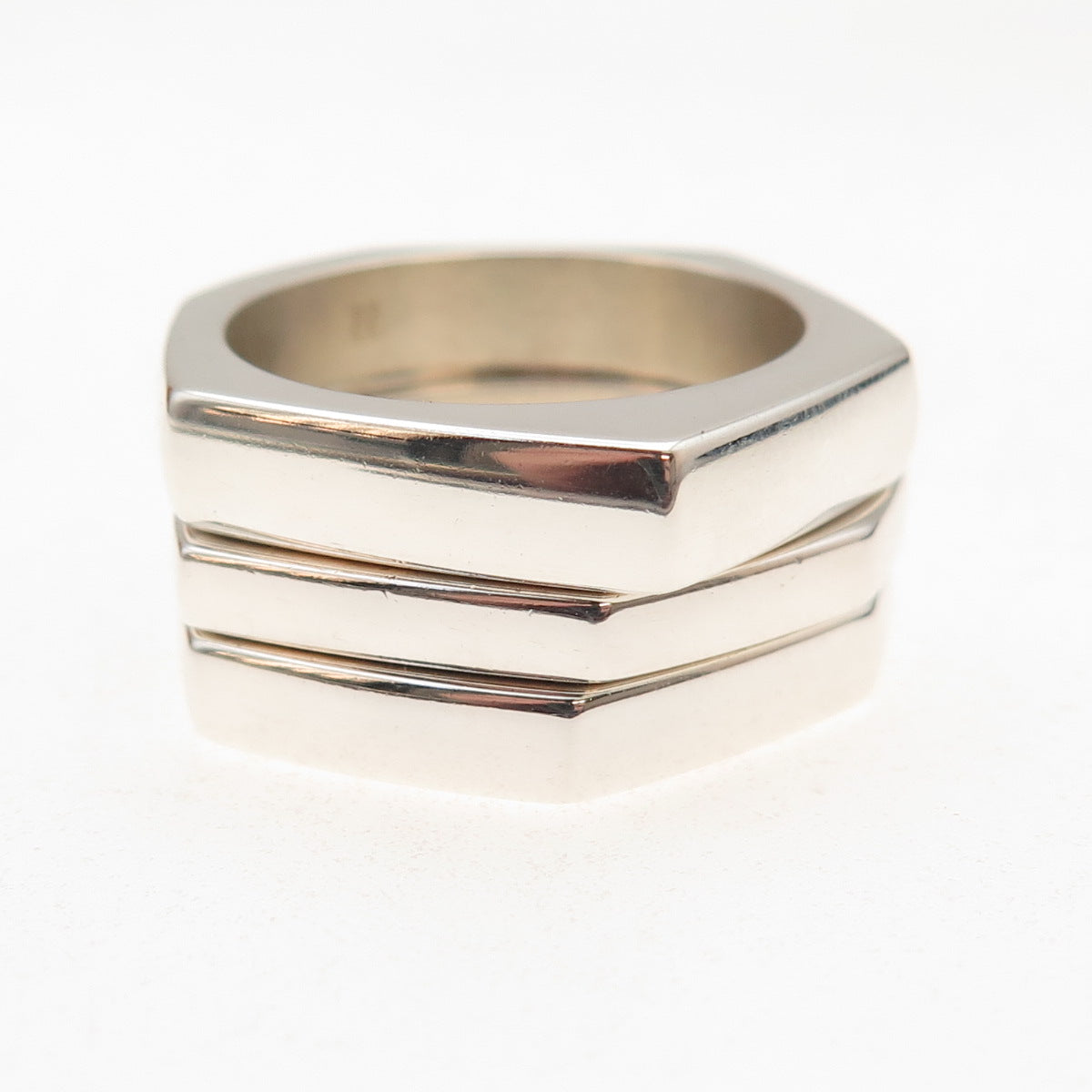 Gucci 925 Sterling Silver Vintage Italy Set of 3 Stackable Rings Size 10