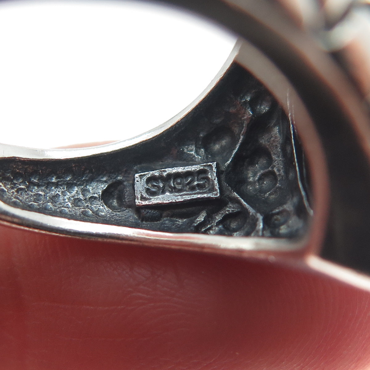 SX SALLY C Sterling Silver Vintage Real Tiger Eye Woven Oxidized Ring Size 8.25