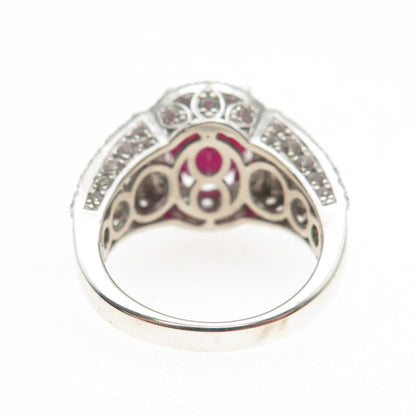 Chuck Clemency 925 Sterling Silver Real Ruby & White Topaz Ring Size 8