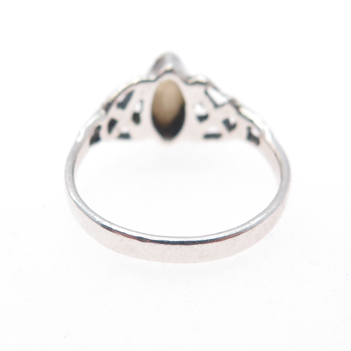 925 Sterling Silver Vintage Real MOP Celtic Trinity Knot Ring Size 5