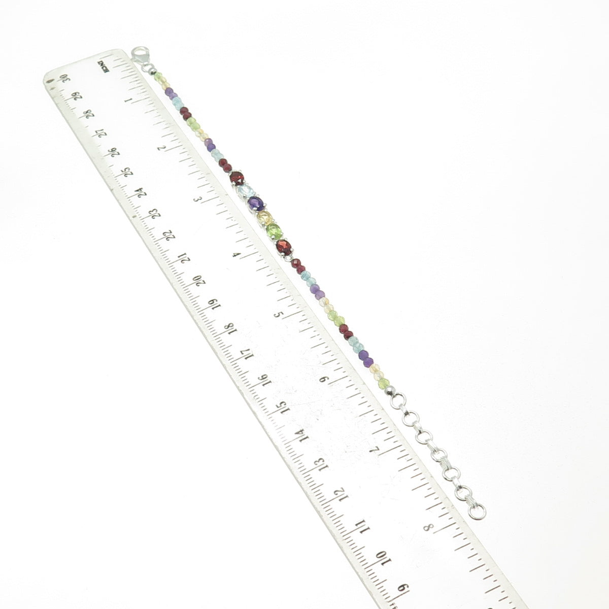 D'JOY 925 Sterling Silver Topaz Amethyst Garnet Peridot Citrine Bracelet 7-7.75"