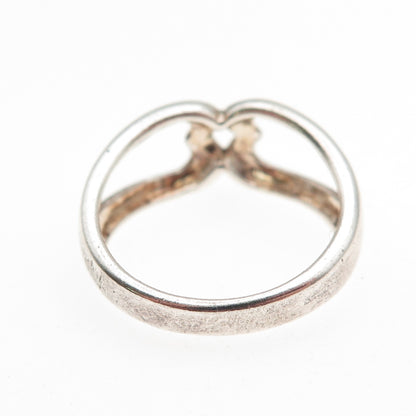 925 Sterling Silver Vintage Heart Oxidized Hug Ring Size 7