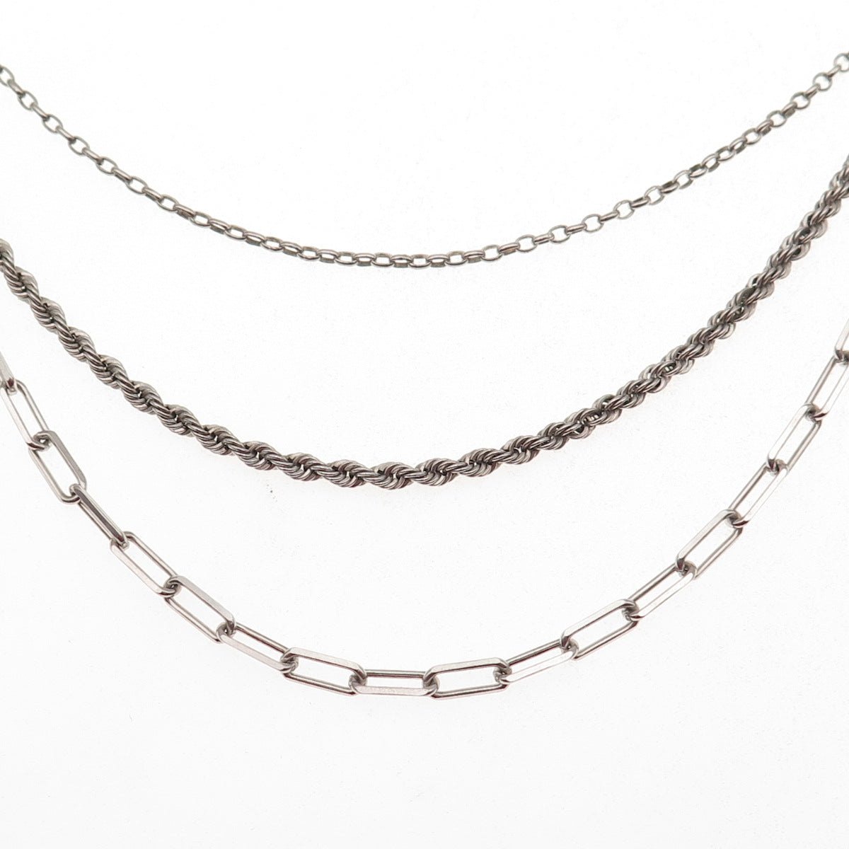 925 Sterling Silver Italy Multi-Chain Necklace 16"