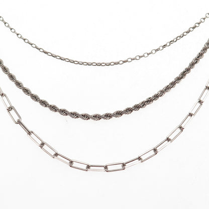 925 Sterling Silver Italy Multi-Chain Necklace 16"