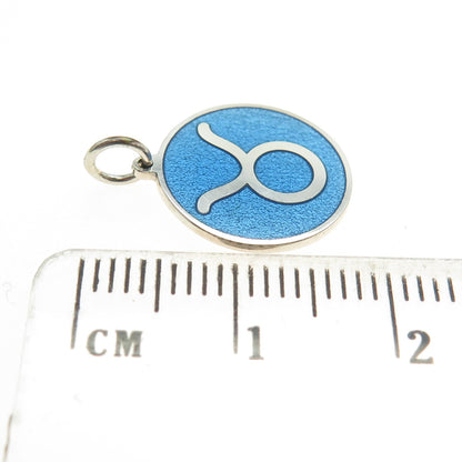 925 Sterling Silver Blue Enamel Taurus Zodiac Sign Minimalist Charm Pendant