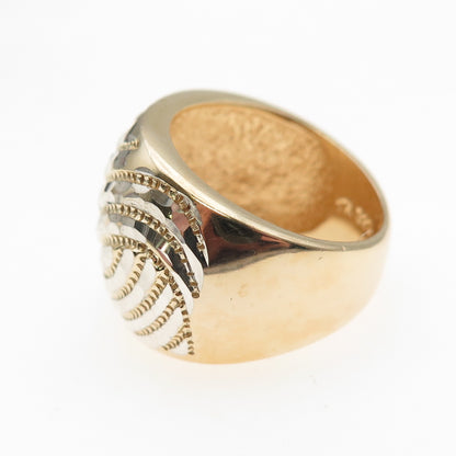 Chateau D’Argent 925 Sterling Silver 2-Tone Modernist Ring Size 6.25