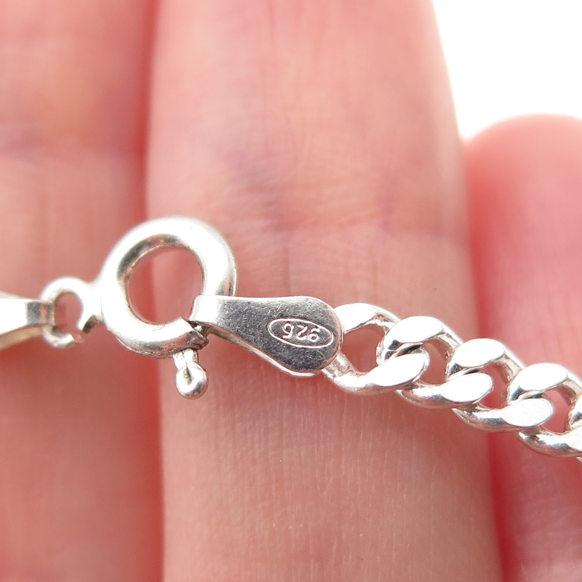 925 Sterling Silver Italy Cuban Link Bracelet 8"