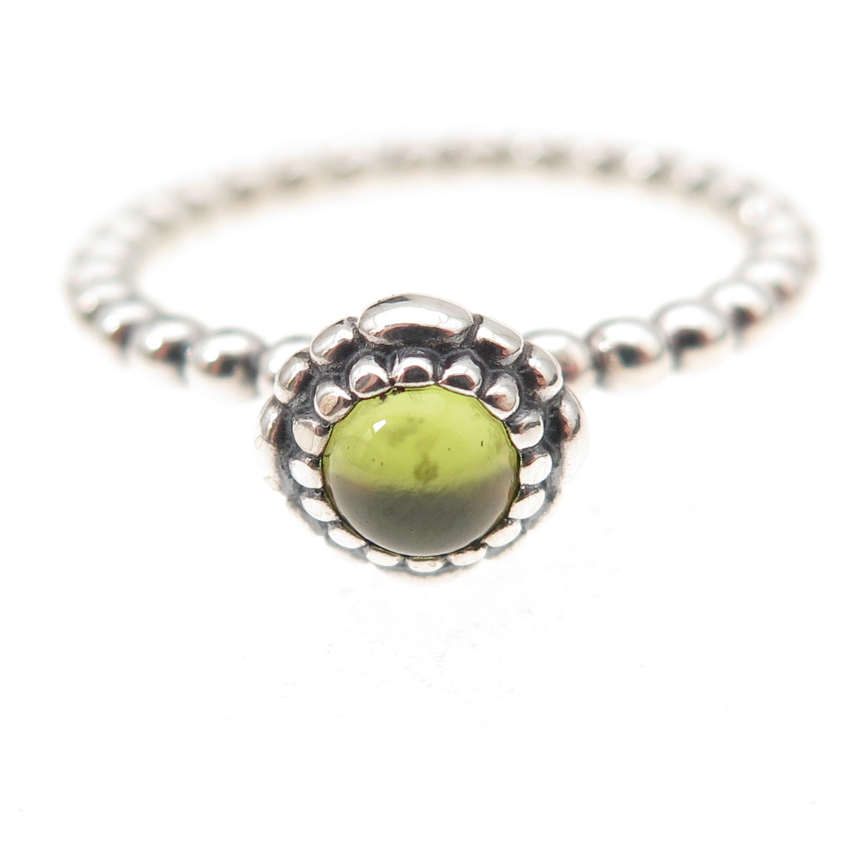 Pandora 925 Sterling Silver Real Peridot August Birthday Blooms Ring Size 9.25