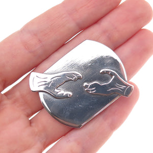 Kathy Walters 925 Sterling Silver Vintage The Creation of Adam Oxidized Brooch