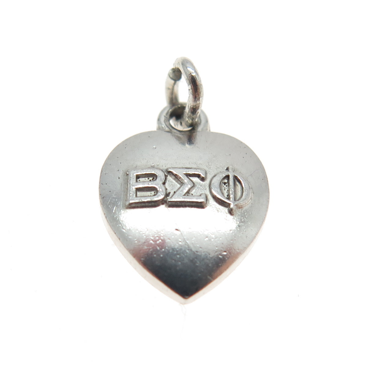 925 Sterling Silver Vintage 1962 Beta Sigma Phi Heart Minimalist Charm Pendant