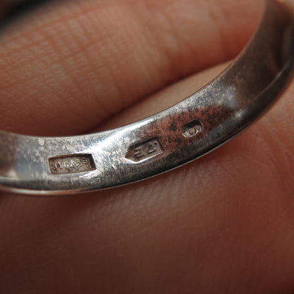 916 Silver Vintage European Diamond-Cut Oxidized Band Ring Size 7.5