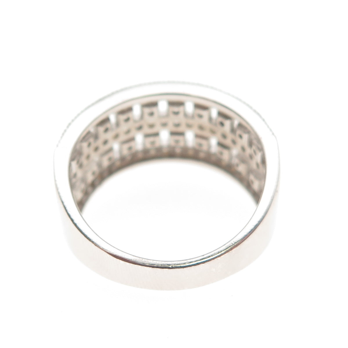 925 Sterling Silver Round-Cut C Z Sparkle Fence Ring Size 7
