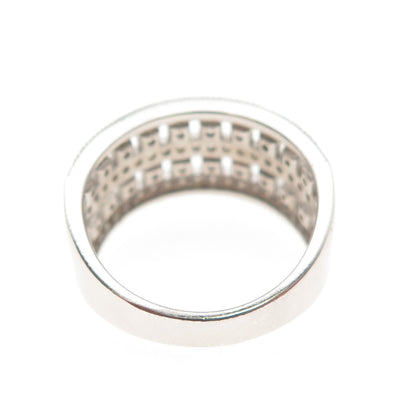 925 Sterling Silver Round-Cut C Z Sparkle Fence Ring Size 7