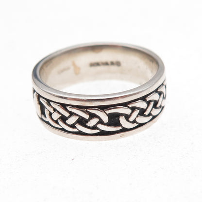Solvar 925 Sterling Silver Vintage Irish Claddagh Oxidized Band Ring Size 9.25