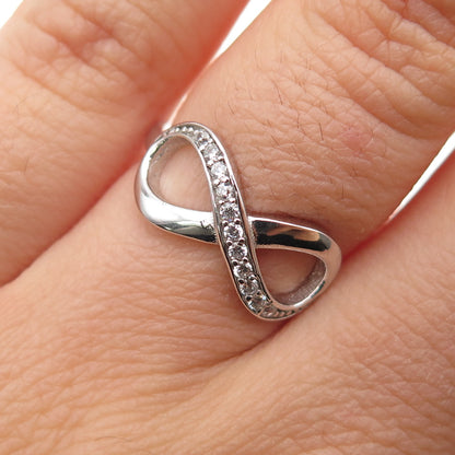 925 Sterling Silver Round-Cut C Z Infinity Ring Size 6.25