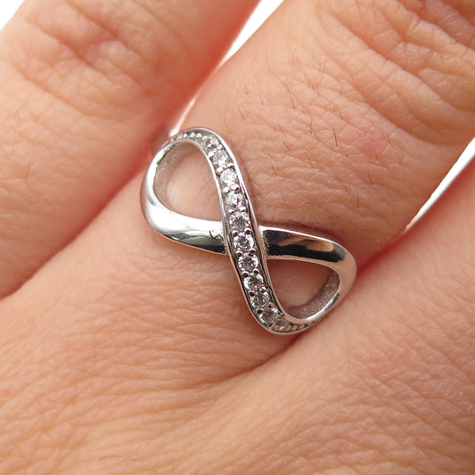 925 Sterling Silver Round-Cut C Z Infinity Ring Size 6.25