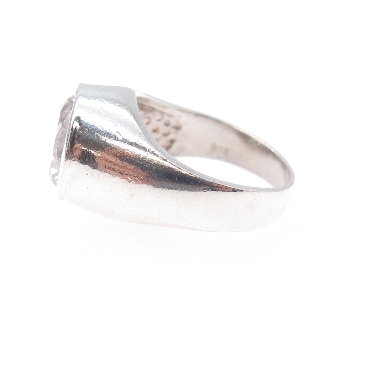 925 Sterling Silver Vintage Round-Cut C Z Modernist Ring Size 8.25
