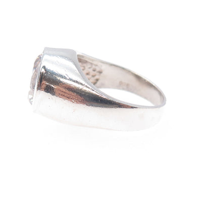 925 Sterling Silver Vintage Round-Cut C Z Modernist Ring Size 8.25