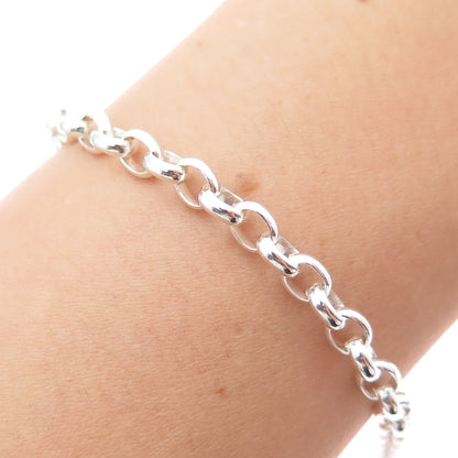 925 Sterling Silver Vintage Oval Cable Link Bracelet 7.25"
