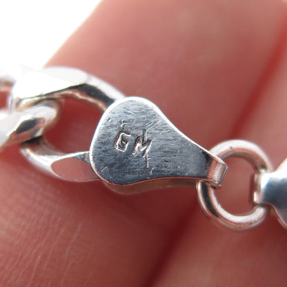 925 Sterling Silver Vintage Italy Figaro Link Bracelet 8"