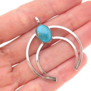 Old Pawn 925 Sterling Silver Vintage Turquoise Naja Overlay Tribal Charm Pendant