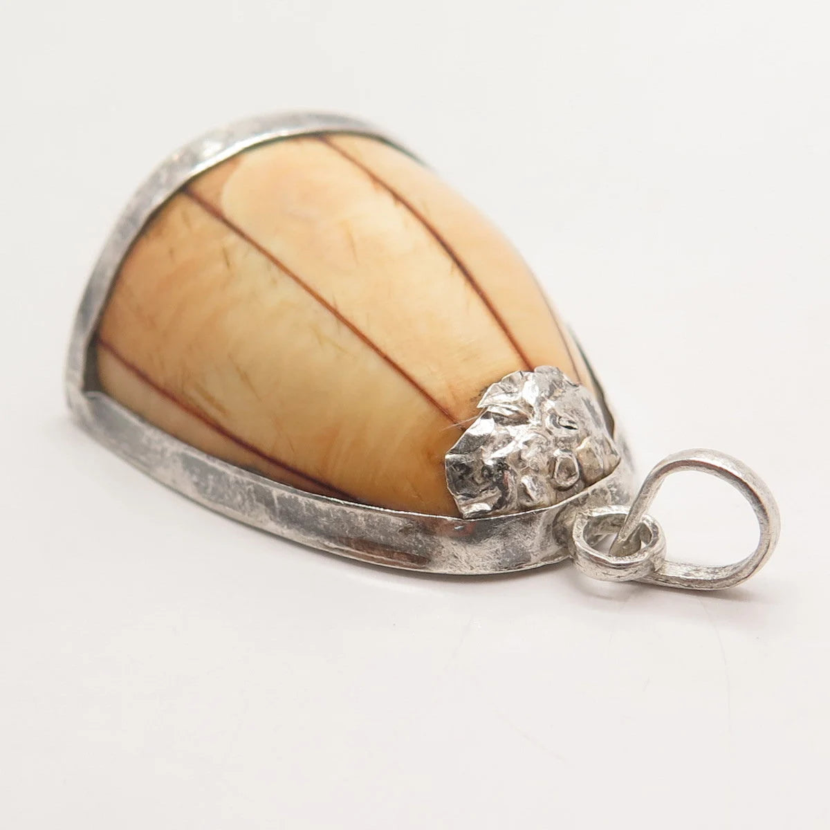 925 Sterling Silver Vintage Wood Dome Pendant