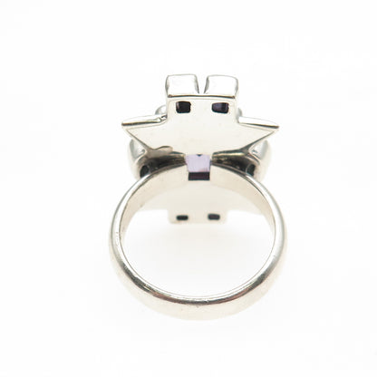 Nicky Butler 925 Sterling Silver Vintage Real Topaz Amethyst Iolite Ring Size 8