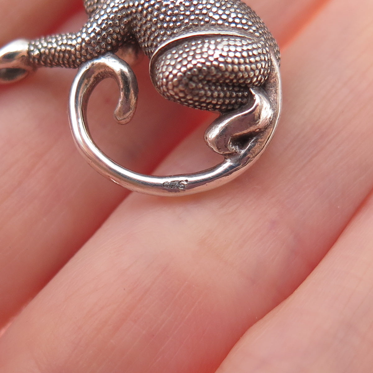 925 Sterling Silver Vintage Monkeying Around Oxidized 3D Charm Pendant