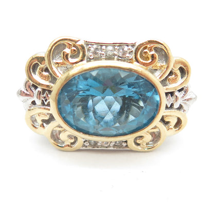 MICHAEL VALITUTTI Gems En Vogue Sterling Silver 2-Tone Multi-Topaz Ring Size 7.5