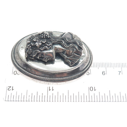 HENRYK WINOGRAD Sterling Silver Antique Lady Oxidized Pin Pendant (missing pin)