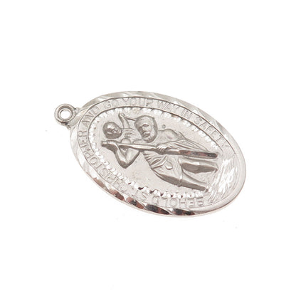 925 Sterling Silver Antique Art Deco St. Christopher Medal Charm Pendant