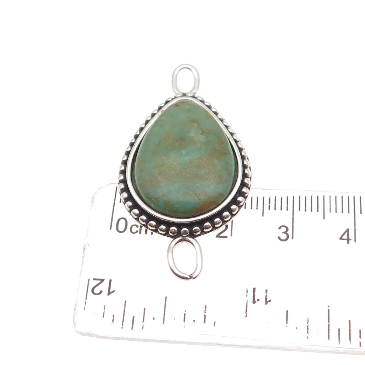 AVA 925 Sterling Silver Vintage Real Royston Turquoise Centerpiece Slide Pendant