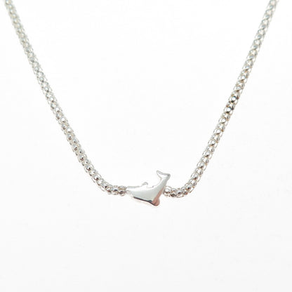 925 Sterling Silver Italy Dolphin Popcorn Chain Necklace 18"