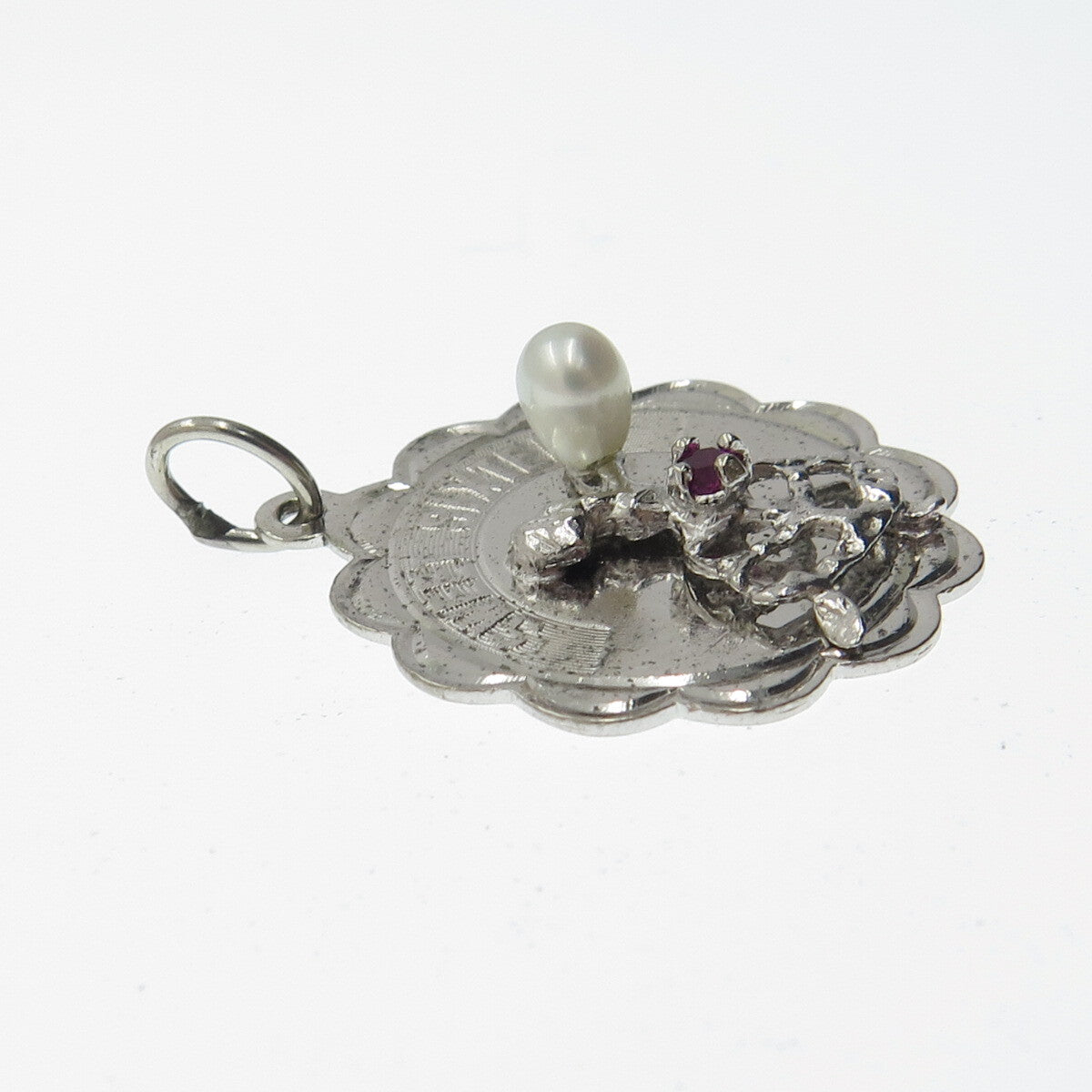 CREA Sterling Silver Vintage Real Pearl Rhinestone "Sweet Sixteen" Mini Pendant