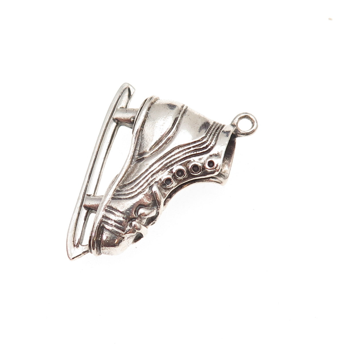 Beau 925 Sterling Silver Vintage Ice Skating Shoe Oxidized Charm Pendant