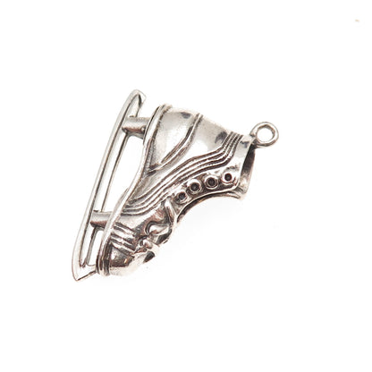 Beau 925 Sterling Silver Vintage Ice Skating Shoe Oxidized Charm Pendant
