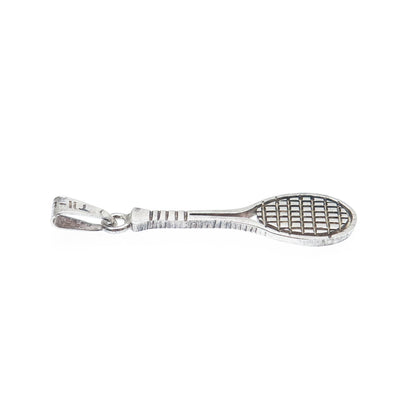 925 Sterling Silver Vintage Tennis Racket Oxidized Charm Pendant