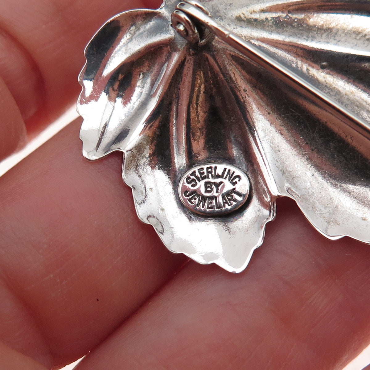 JewelArt 925 Sterling Silver Vintage Maple Leaf Oxidized Pin Brooch