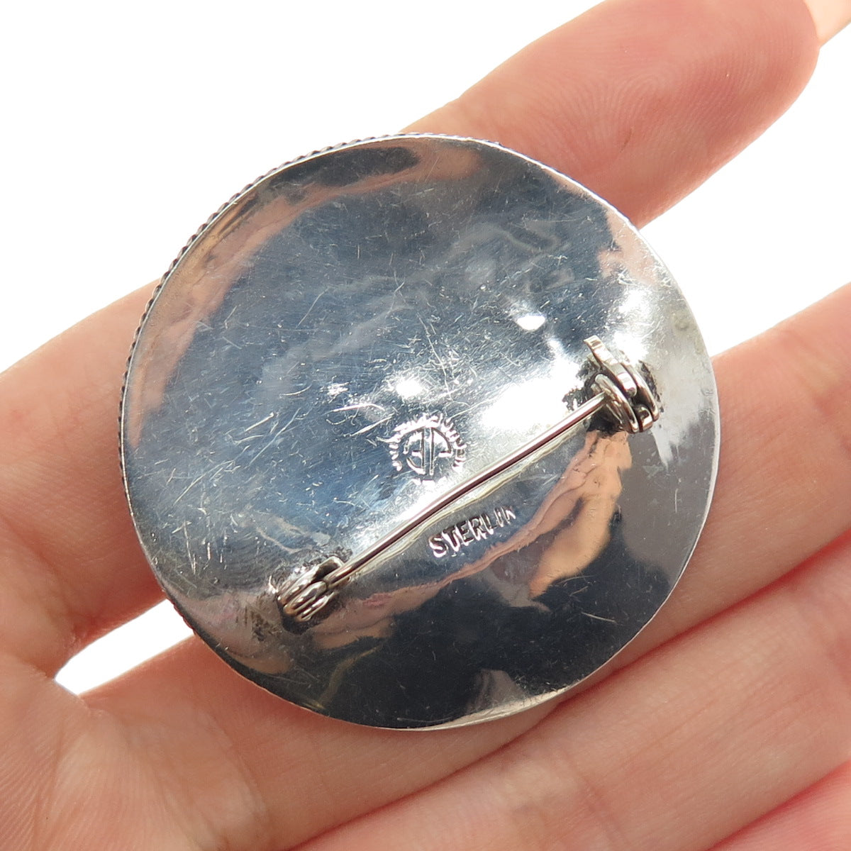 925 Sterling Silver Vintage Mexico Real Jade Sombrero Hat Oxidized Pin Brooch