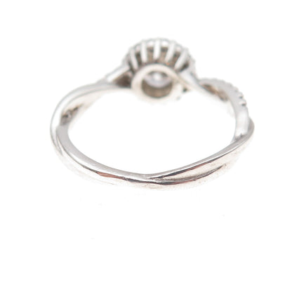 925 Sterling Silver Round-Cut C Z Engagement Ring Size 8